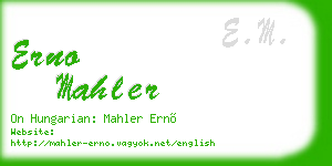 erno mahler business card
